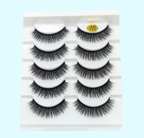 Mink False Eyelashes 3D False Eyelashes Five Pairs Of Soft Cotton Stalk Eyelashes