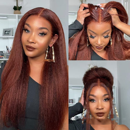 Medium Split Fluffy Brown Long Straight Hair
