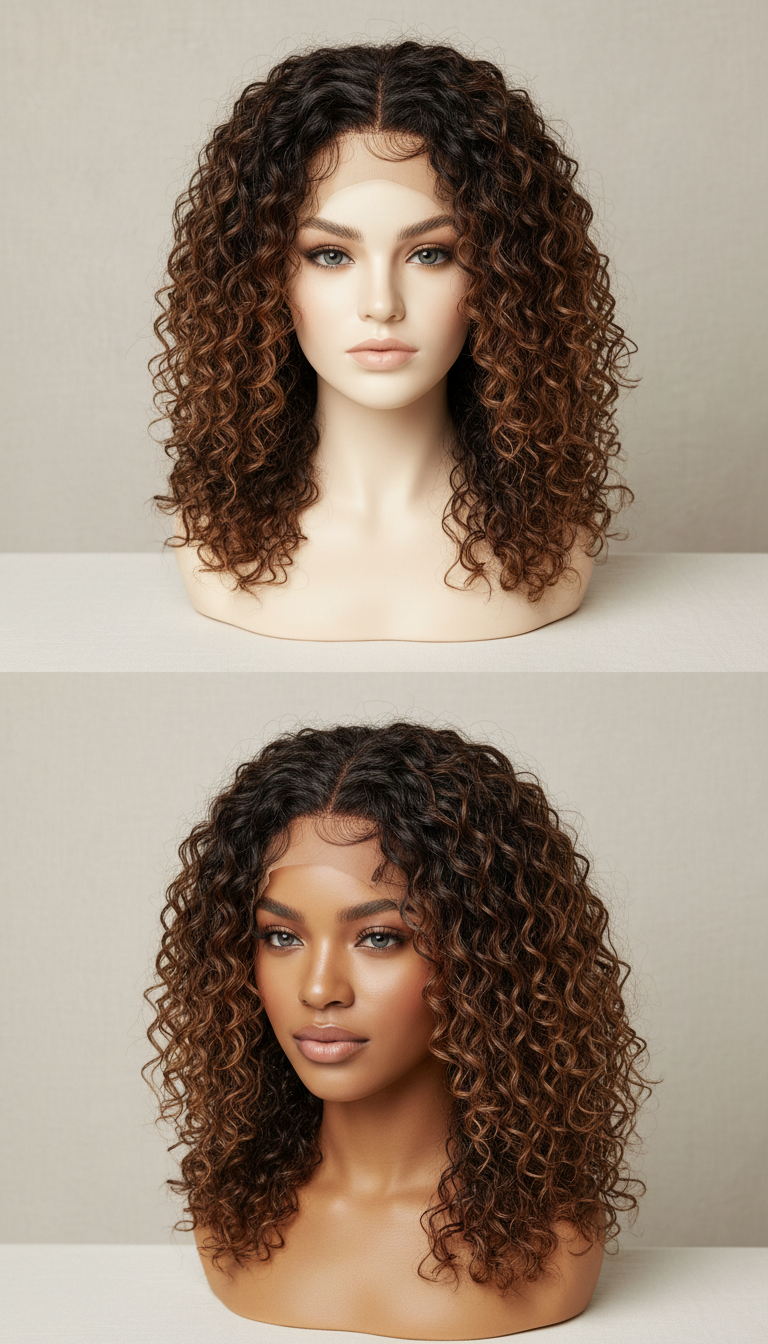 Shoulder-Length Curly Human Hair Wig