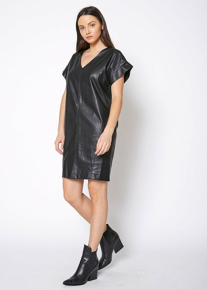 Women's Black PU Leather Dress