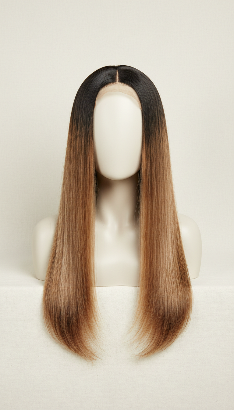Long Ombré Straight Lace Front Wig