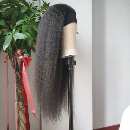 Real Hair Ice Silk Headband Tie Headgear Yaki Upside Down